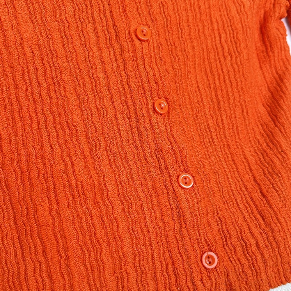 Orange Ruffle Textured Cardigan - Picture 2 of 4